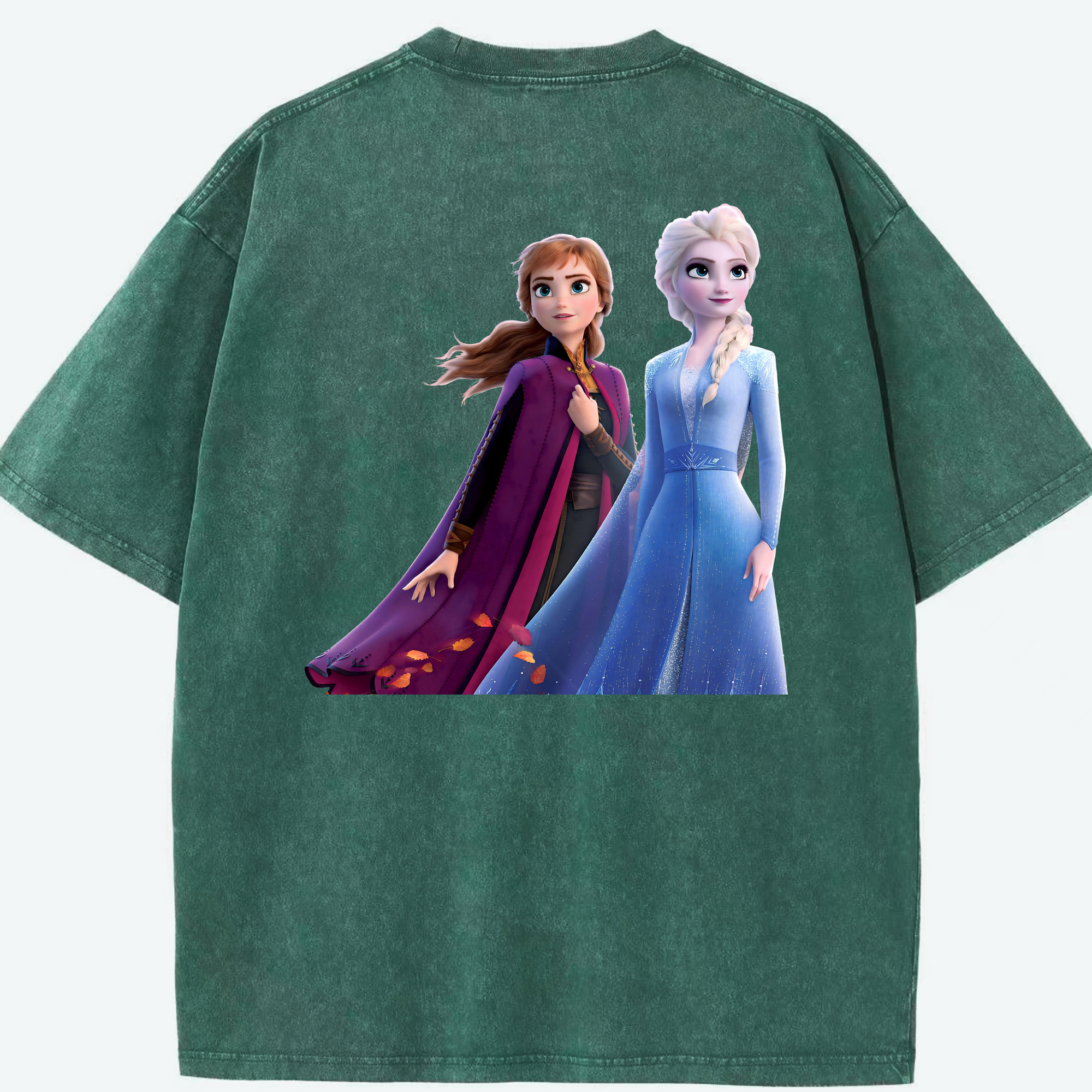 （画像用） アナと雪の女王 アンナ エルサ Frozen Anna Elsa 綿100% ヴィンテージ風 半袖Tシャツ（背面プリント）